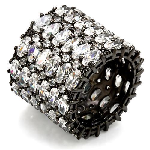 LO1580 - Brass Ring Ruthenium Women AAA Grade CZ Clear