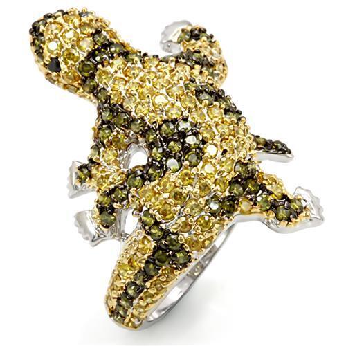 LO1591 - Brass Ring Gold+Ruthenium Women AAA Grade CZ Multi Color