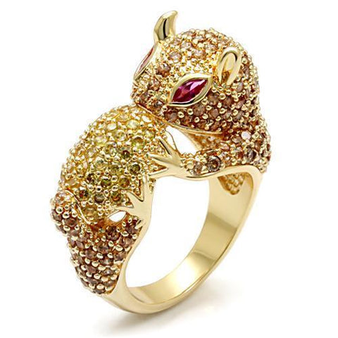 LO1595 - Brass Ring Imitation Gold Women Synthetic Ruby