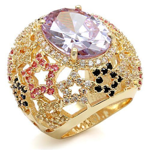 LO1596 - Brass Ring Imitation Gold Women AAA Grade CZ Light Amethyst