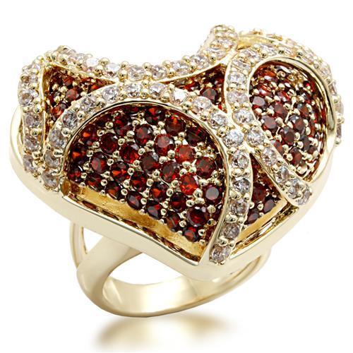 LO1597 - Brass Ring Imitation Gold Women AAA Grade CZ Garnet