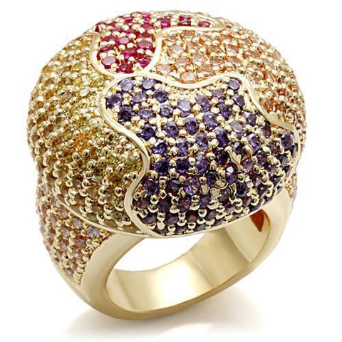 LO1598 - Brass Ring Imitation Gold Women AAA Grade CZ Multi Color