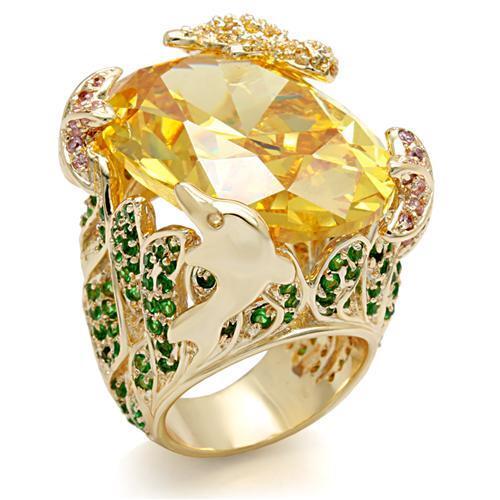 LO1599 - Brass Ring Imitation Gold Women AAA Grade CZ Topaz