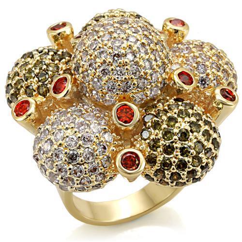 LO1600 - Brass Ring Imitation Gold Women AAA Grade CZ Garnet