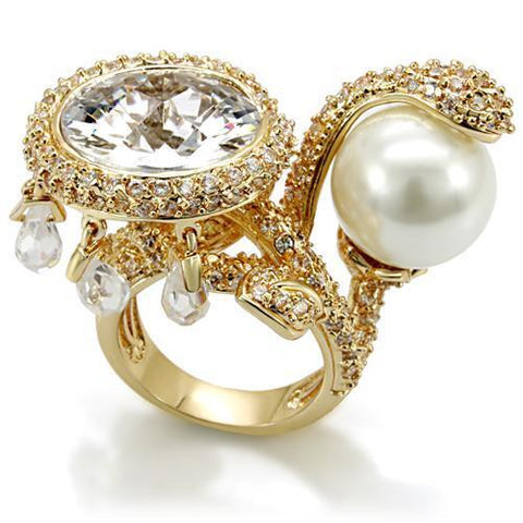 LO1607 - Brass Ring Imitation Gold Women AAA Grade CZ Clear