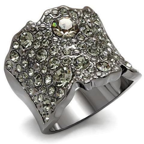 LO1611 - Brass Ring TIN Cobalt Black Women Top Grade Crystal Black Diamond
