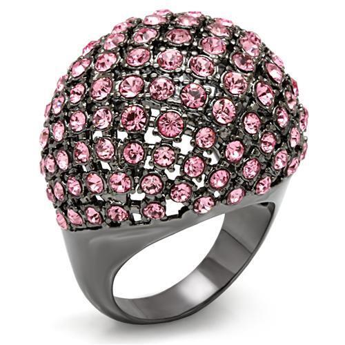 LO1615 - Brass Ring TIN Cobalt Black Women Top Grade Crystal Light Rose