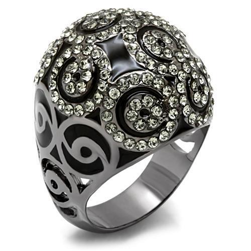 LO1616 - Brass Ring TIN Cobalt Black Women Top Grade Crystal Black Diamond