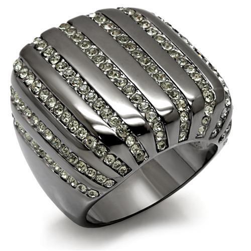 LO1618 - Brass Ring TIN Cobalt Black Women Top Grade Crystal Black Diamond