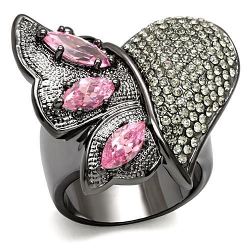 LO1620 - Brass Ring TIN Cobalt Black Women AAA Grade CZ Rose