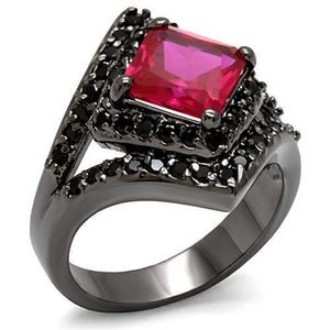 LO1621 - Brass Ring TIN Cobalt Black Women AAA Grade CZ Ruby