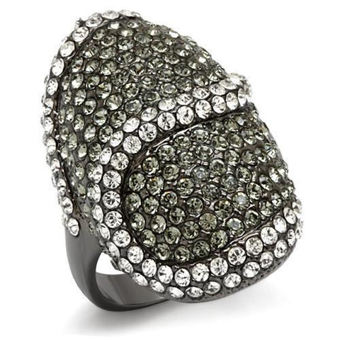 LO1626 - Brass Ring TIN Cobalt Black Women Top Grade Crystal Black Diamond