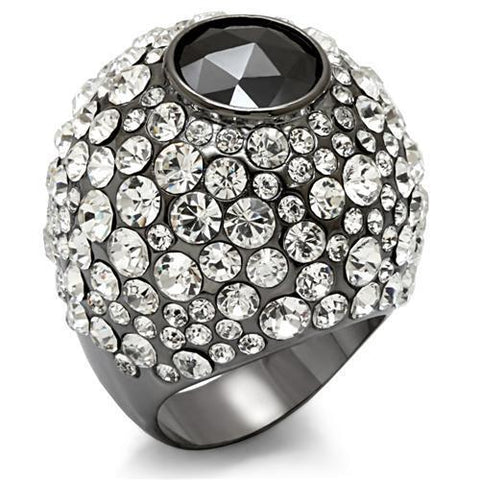 LO1629 - Brass Ring TIN Cobalt Black Women AAA Grade CZ Black Diamond