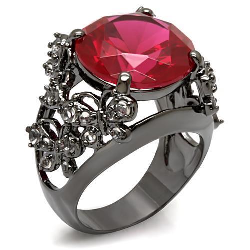 LO1633 - Brass Ring TIN Cobalt Black Women AAA Grade CZ Ruby