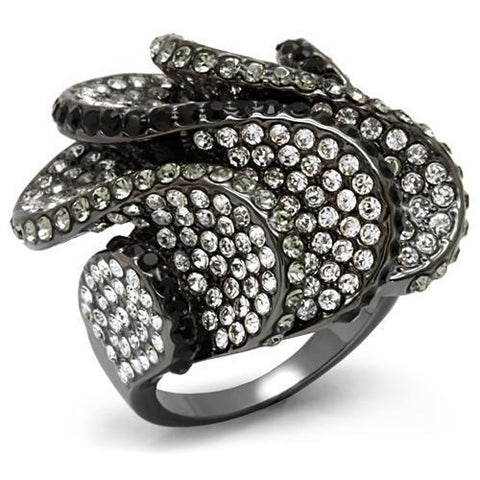LO1635 - Brass Ring TIN Cobalt Black Women Top Grade Crystal Multi Color