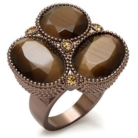 LO1640 - Brass Ring Chocolate Gold Women Top Grade Crystal Brown