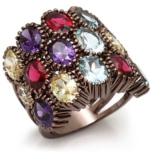 LO1647 - Brass Ring Chocolate Gold Women Synthetic Multi Color
