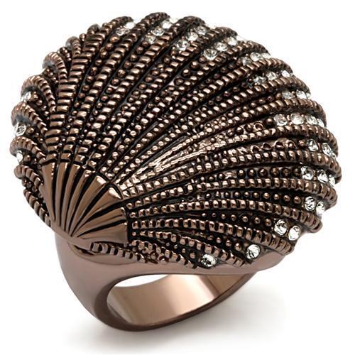 LO1651 - Brass Ring Chocolate Gold Women Top Grade Crystal Clear