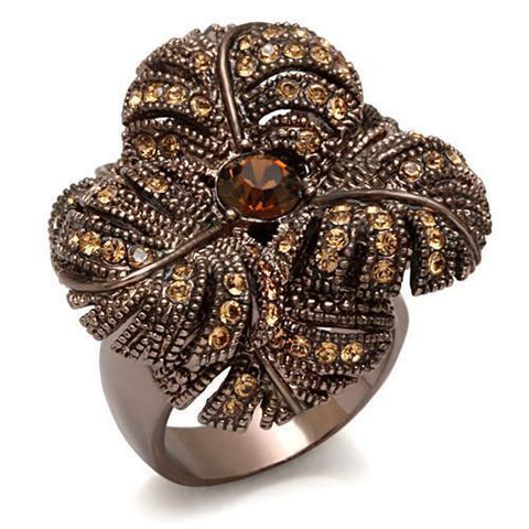 LO1655 - Brass Ring Chocolate Gold Women Top Grade Crystal Smoked Quartz