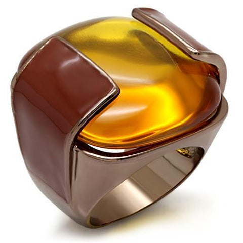 LO1660 - Brass Ring Chocolate Gold Women AAA Grade CZ Topaz