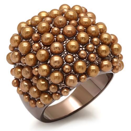 LO1663 - Brass Ring Chocolate Gold Women Synthetic Brown