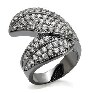 LO1667 - Brass Ring TIN Cobalt Black Women AAA Grade CZ Clear