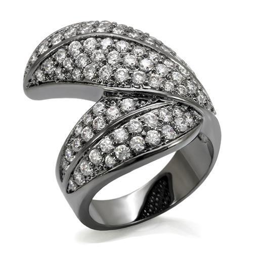 LO1667 - Brass Ring TIN Cobalt Black Women AAA Grade CZ Clear
