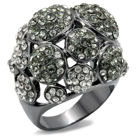 LO1672 - Brass Ring TIN Cobalt Black Women Top Grade Crystal Black Diamond