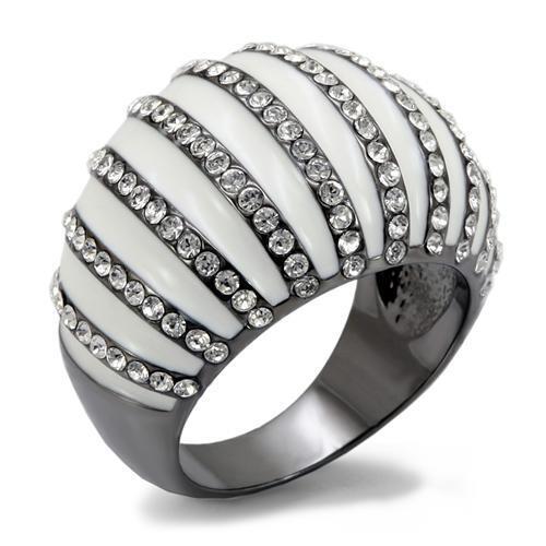 LO1673 - Brass Ring TIN Cobalt Black Women Top Grade Crystal Clear