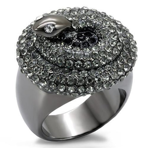 LO1675 - Brass Ring TIN Cobalt Black Women Top Grade Crystal Multi Color