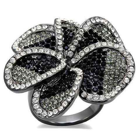 LO1676 - Brass Ring TIN Cobalt Black Women Top Grade Crystal Multi Color