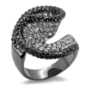 LO1678 - Brass Ring TIN Cobalt Black Women Top Grade Crystal Jet