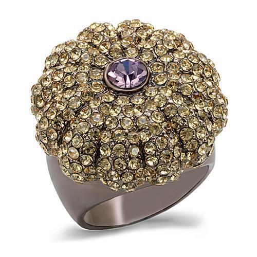 LO1684 - Brass Ring Chocolate Gold Women Top Grade Crystal Multi Color
