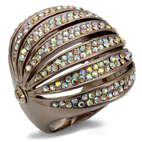 LO1685 - Brass Ring Chocolate Gold Women Top Grade Crystal Multi Color