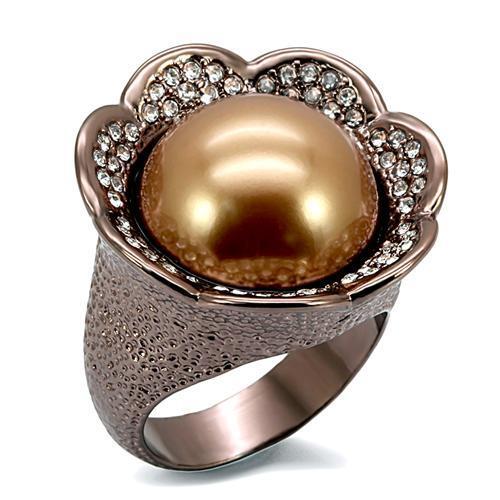 LO1691 - Brass Ring Chocolate Gold Women Synthetic Brown