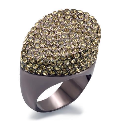 LO1693 - Brass Ring Chocolate Gold Women Top Grade Crystal Citrine Yellow