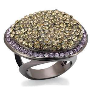 LO1694 - Brass Ring Chocolate Gold Women Top Grade Crystal Multi Color