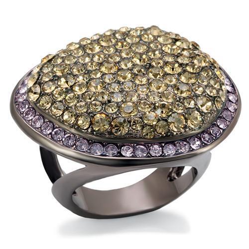 LO1694 - Brass Ring Chocolate Gold Women Top Grade Crystal Multi Color
