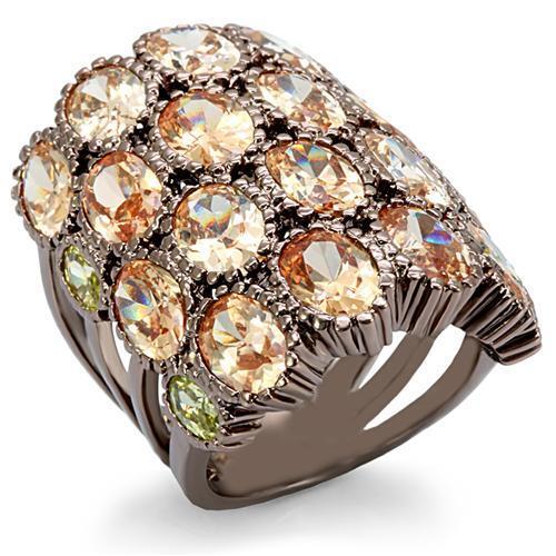 LO1696 - Brass Ring Chocolate Gold Women AAA Grade CZ Multi Color