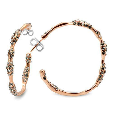 LO1854 - Brass Earrings Rose Gold Women Top Grade Crystal Black Diamond