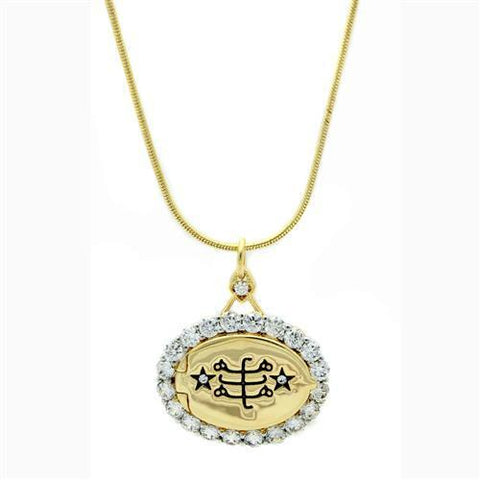 LO1943 - Brass Chain Pendant Gold+Rhodium Women AAA Grade CZ Clear