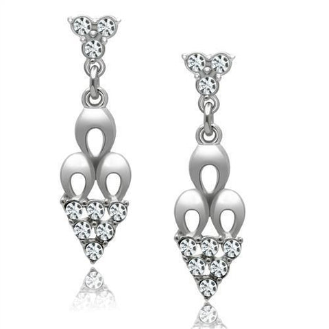 LO1969 - White Metal Earrings Rhodium Women Top Grade Crystal Clear