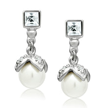 LO1973 - White Metal Earrings Rhodium Women Synthetic White