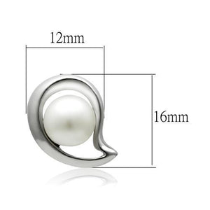 LO1976 - White Metal Earrings Rhodium Women Synthetic White