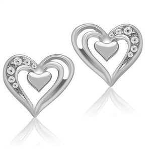 LO1985 - White Metal Earrings Rhodium Women Top Grade Crystal Clear