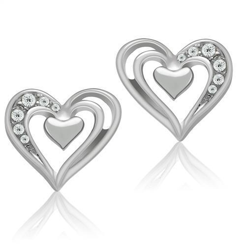 LO1985 - White Metal Earrings Rhodium Women Top Grade Crystal Clear