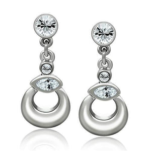 LO1989 - White Metal Earrings Rhodium Women Top Grade Crystal Clear