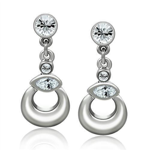 LO1989 - White Metal Earrings Rhodium Women Top Grade Crystal Clear