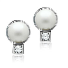 LO1997 - White Metal Earrings Rhodium Women Synthetic White