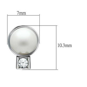 LO1997 - White Metal Earrings Rhodium Women Synthetic White